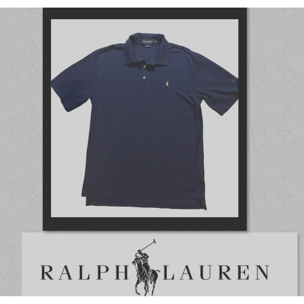 Ralph Lauren - Polo Golf  - Shirt - "Golf Magazine"  On Shoulder - Navy Blue S/S